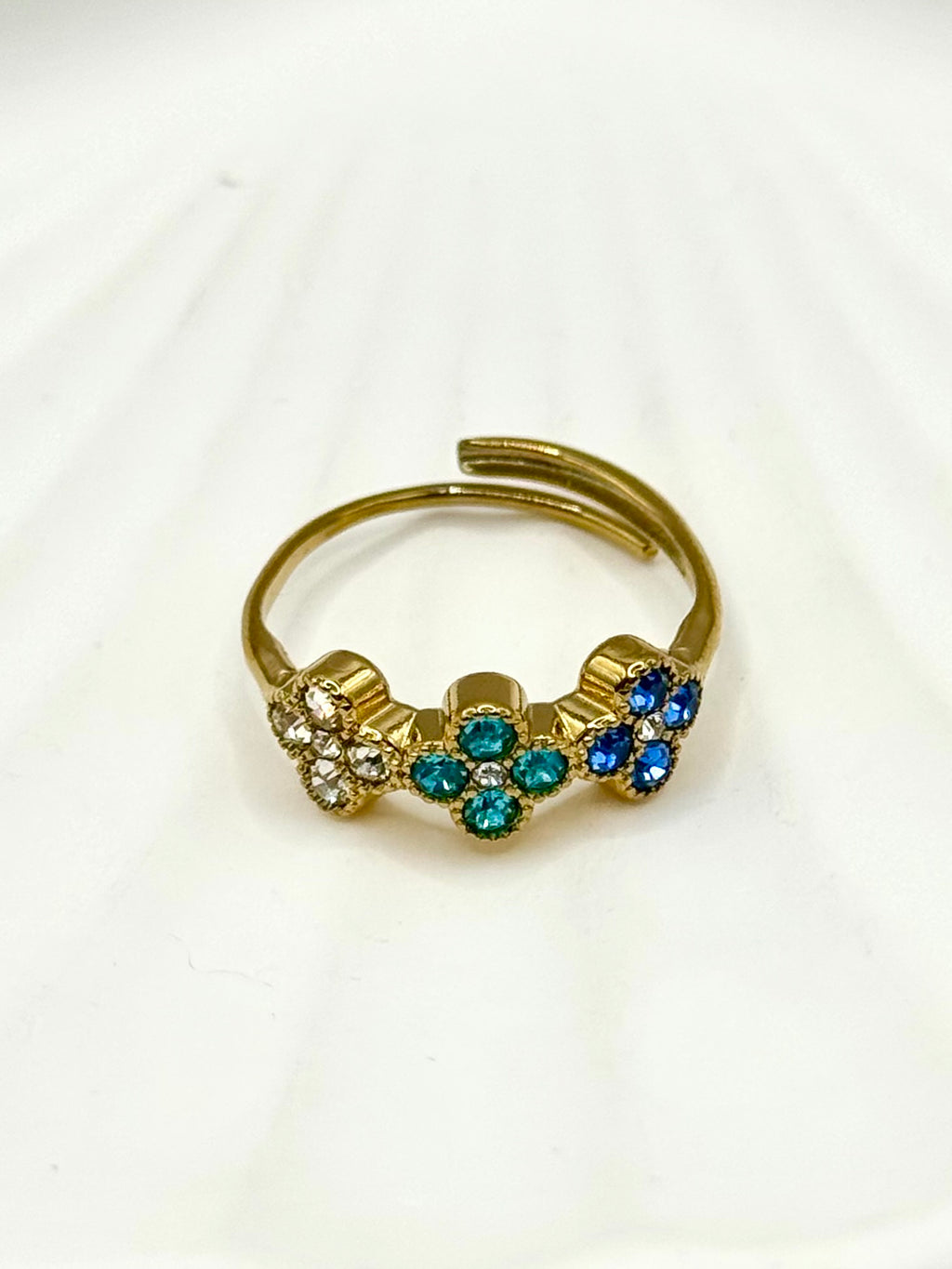AURORE bague bleu et bleu Secreet et blanc