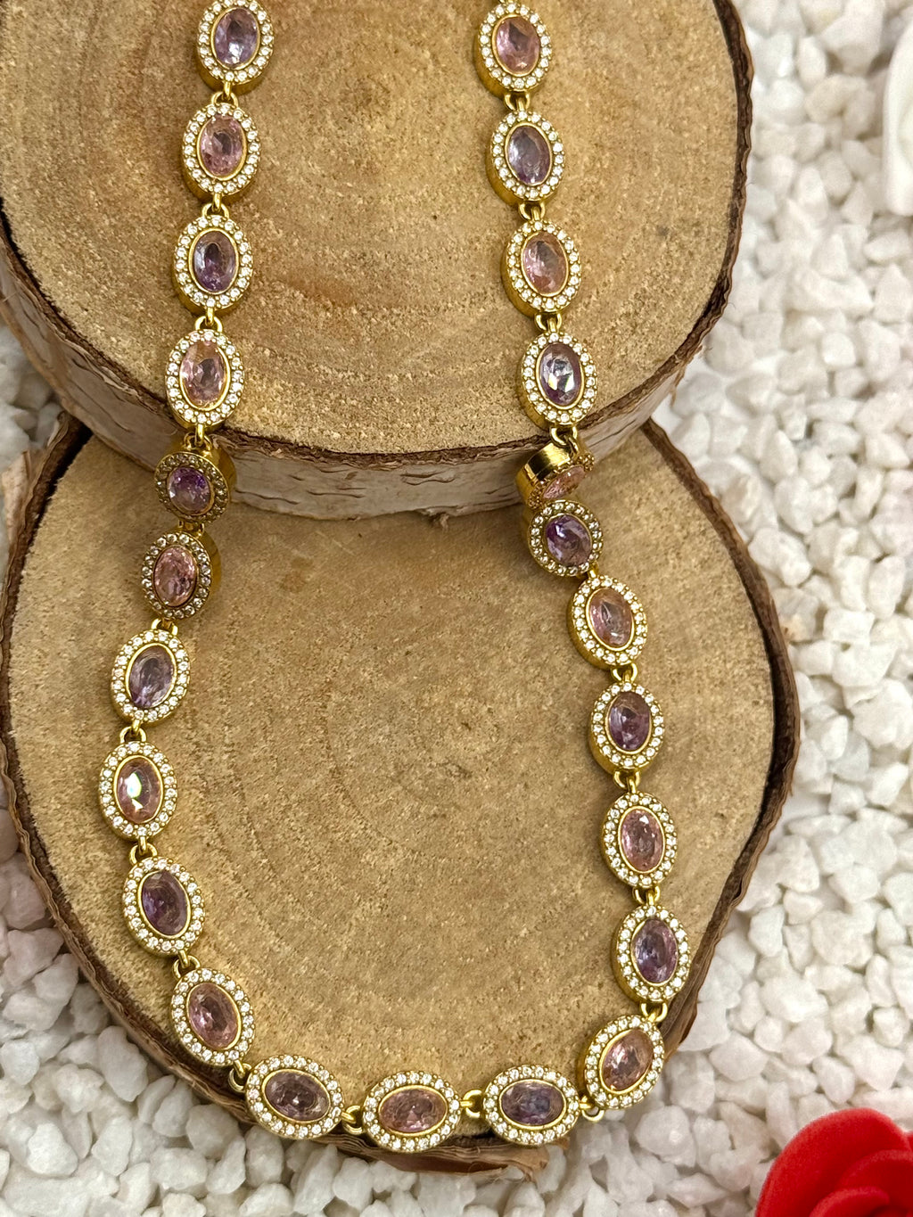 TALINE collier rose et violet doré