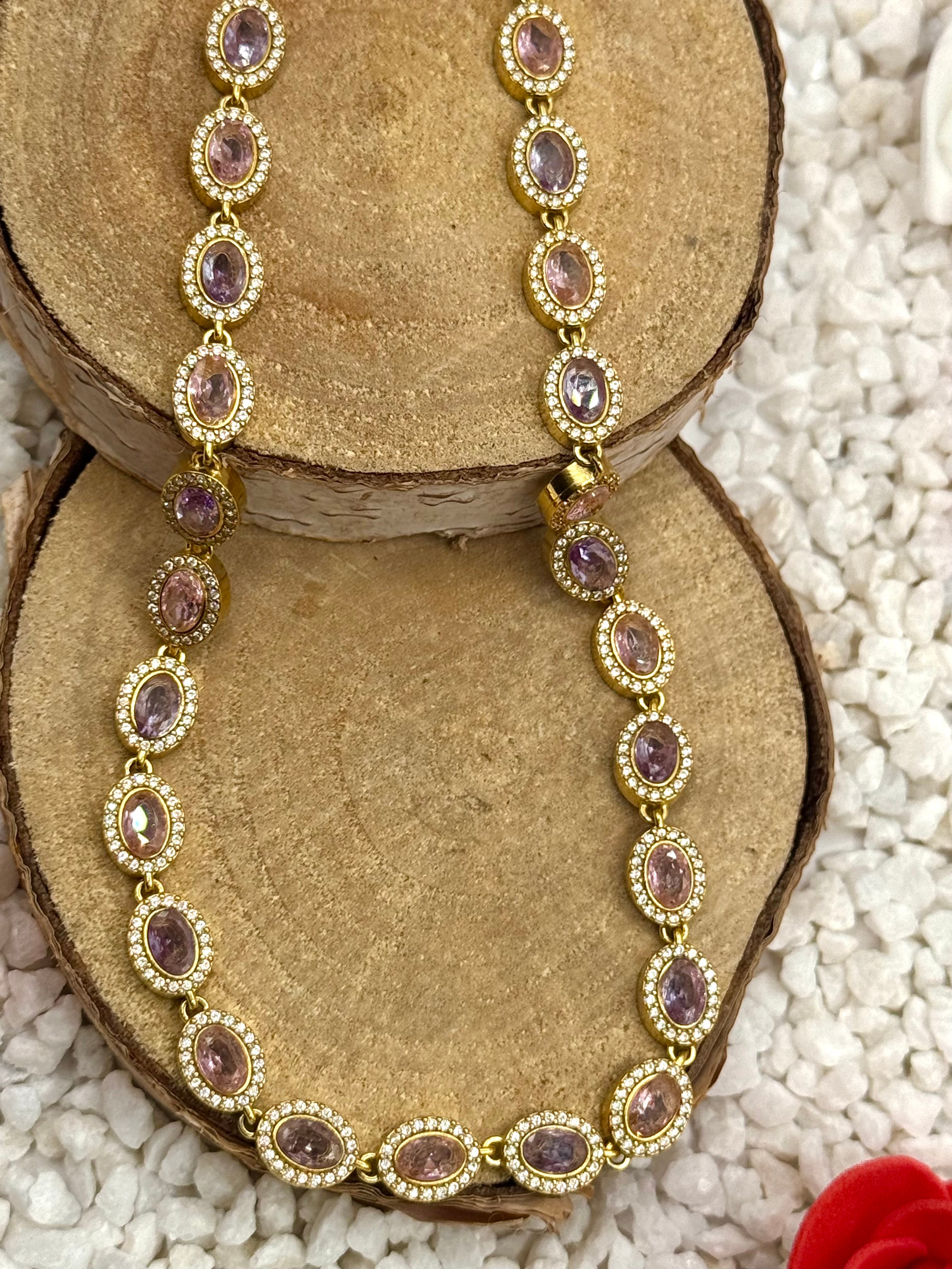 TALINE collier rose et violet doré