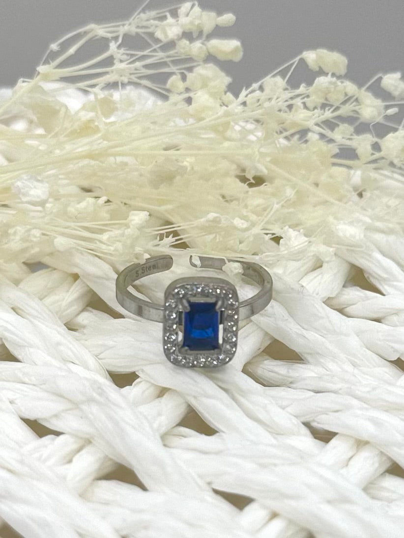 ELVINA  bague bleu argent