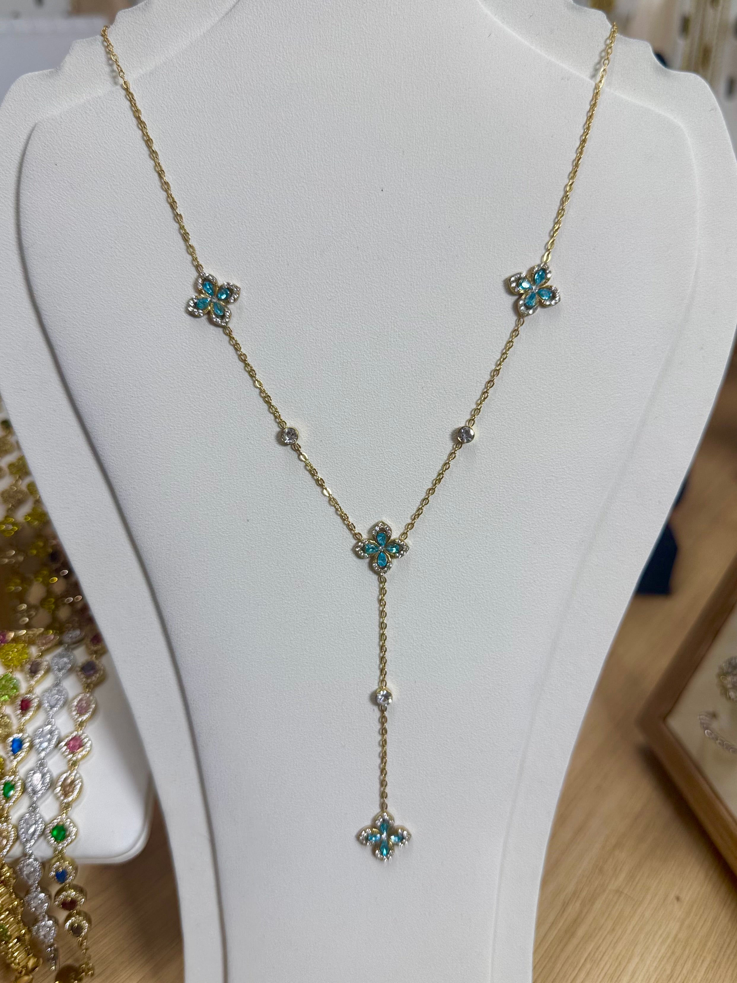 AMÉLIA collier en Y bleu Secreet