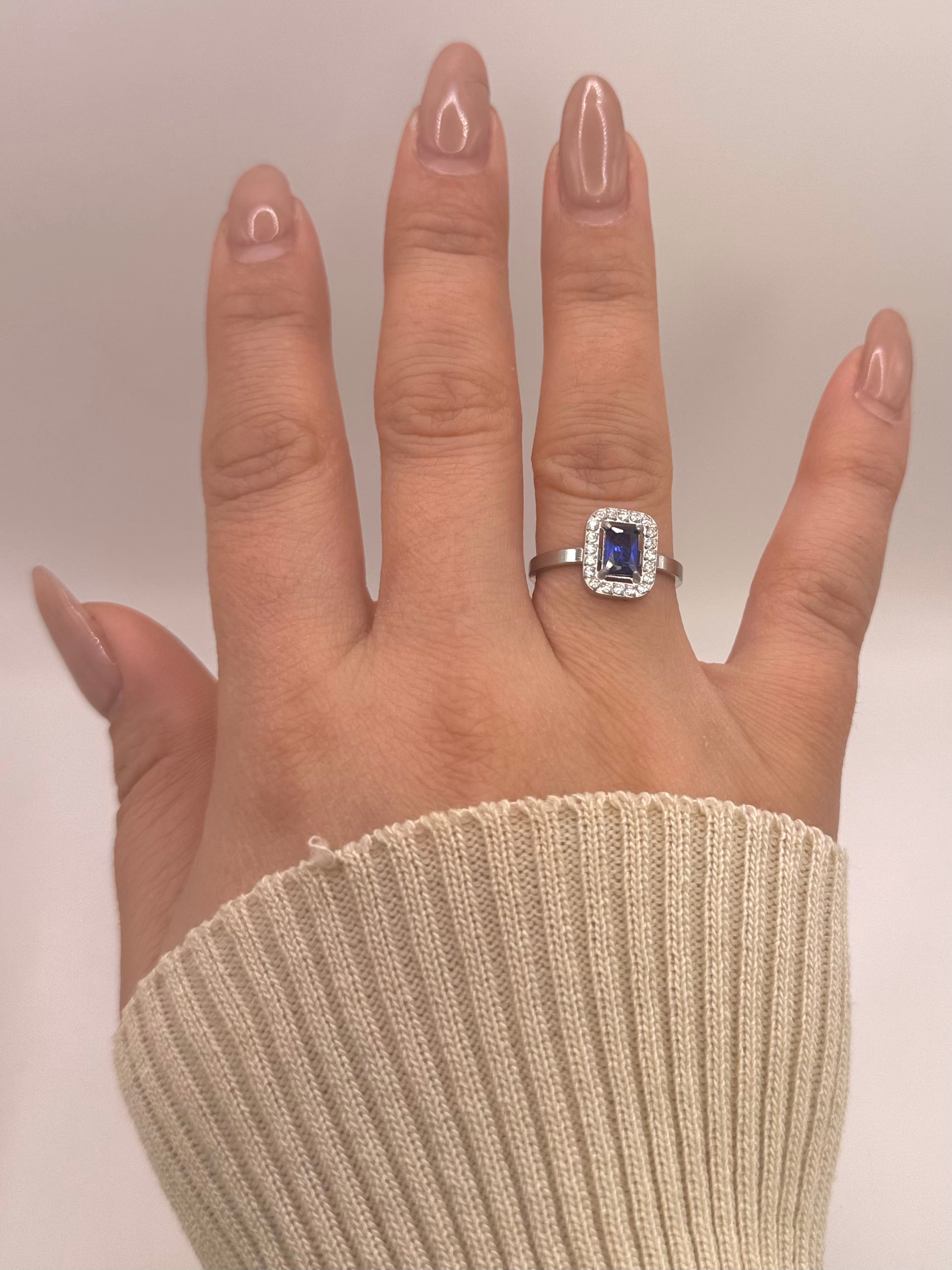 ELVINA  bague bleu argent