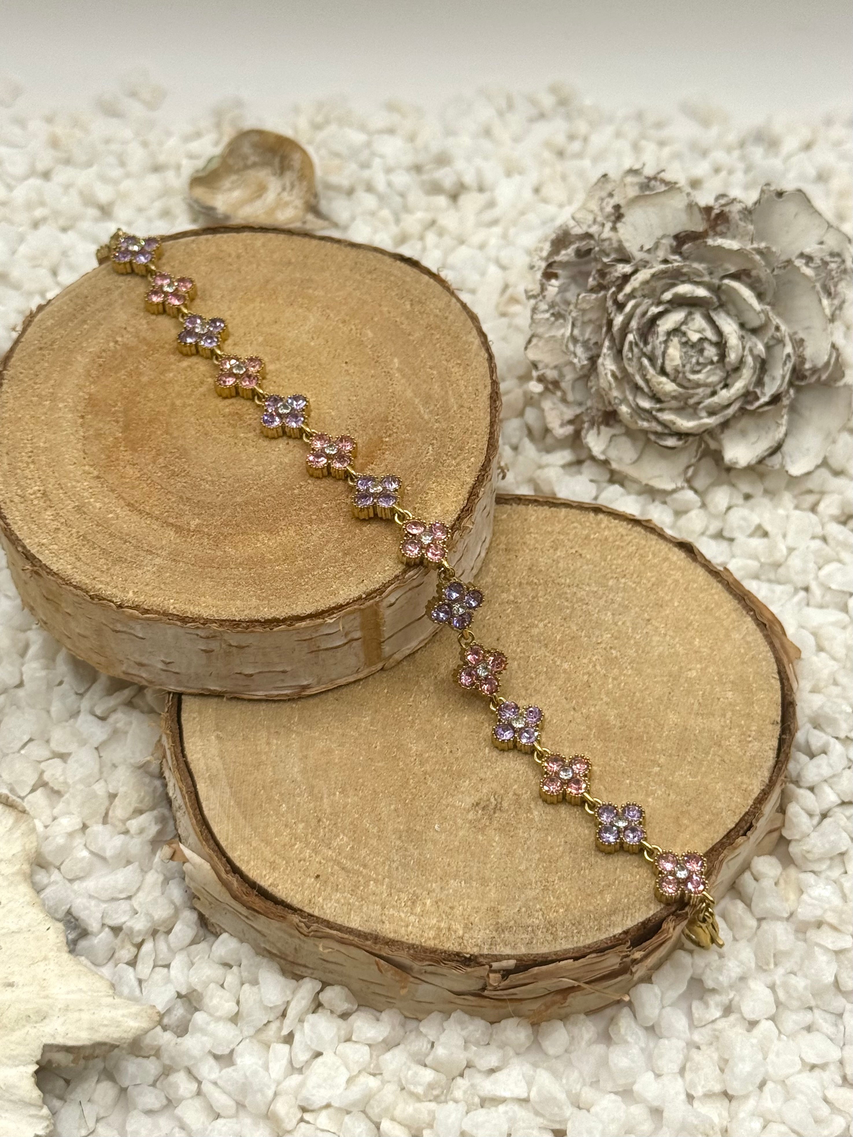 AURORE bracelet rose et violet doré