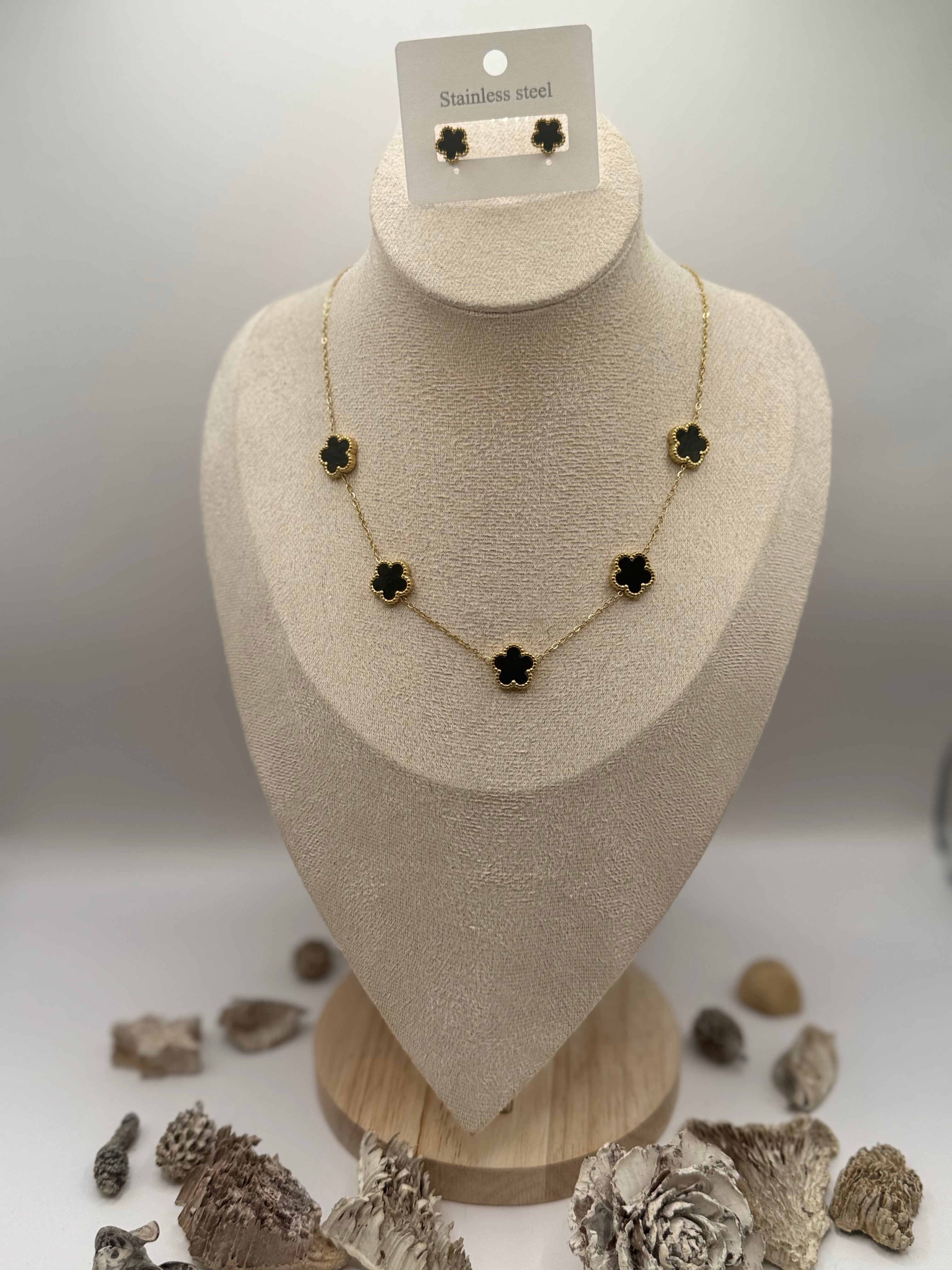 ABBY noir colliers + boucles d’oreilles