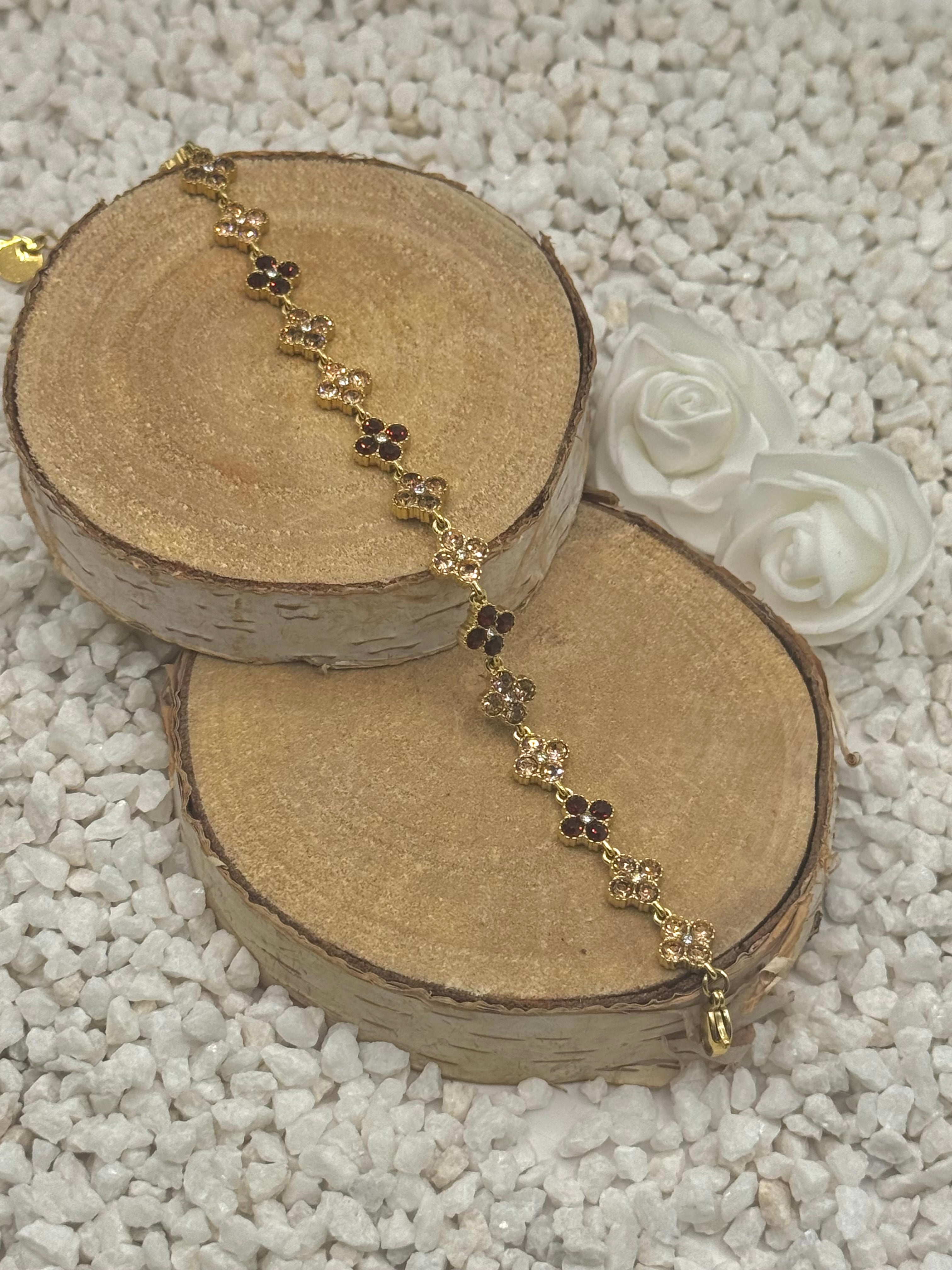 AURORE bracelet bordeaux et rose doré