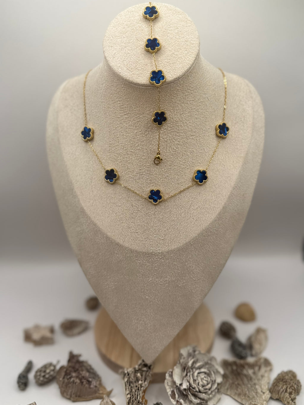 ABBY bleu colliers + bracelet