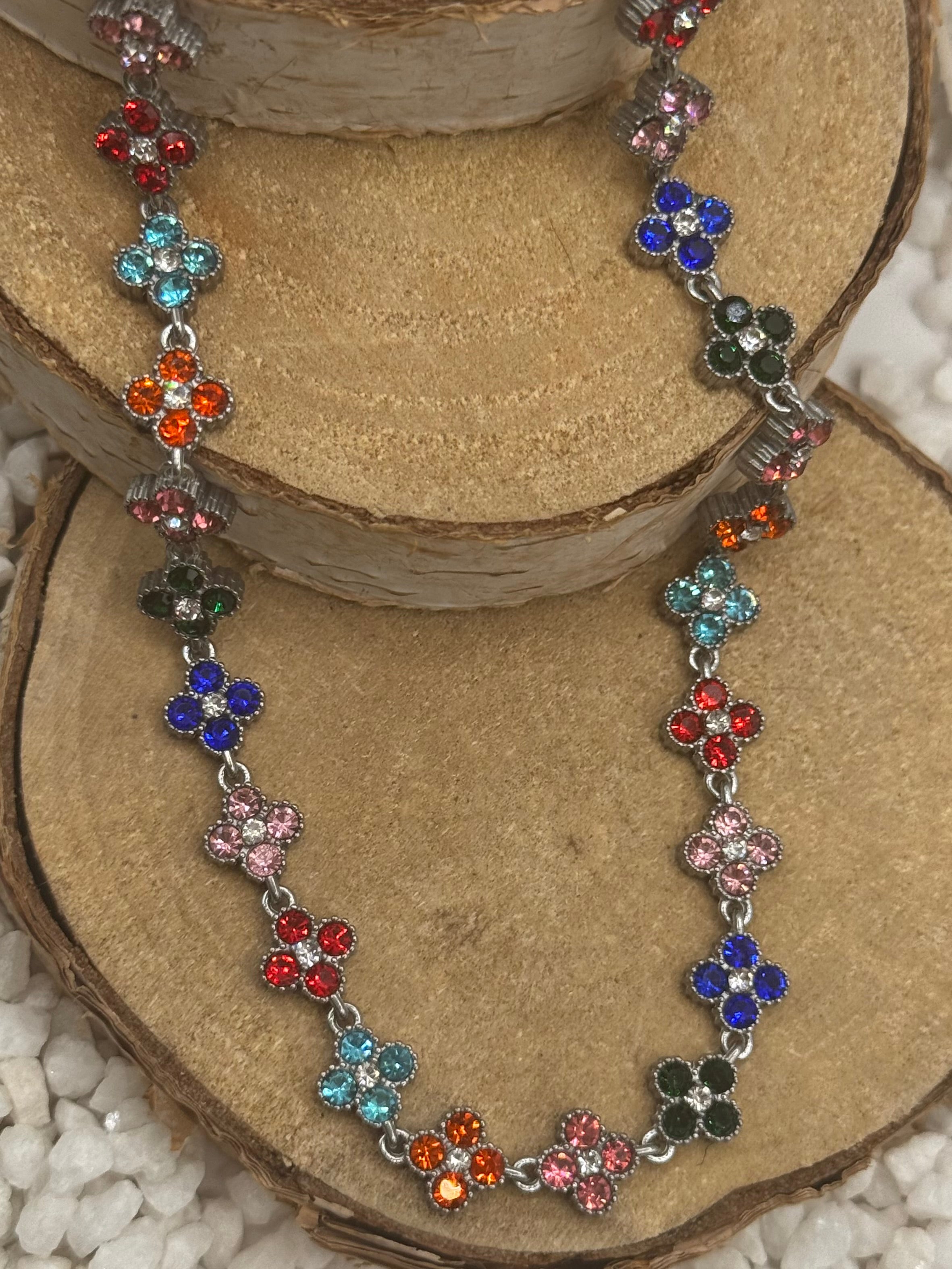 AURORE collier argenté multicolore