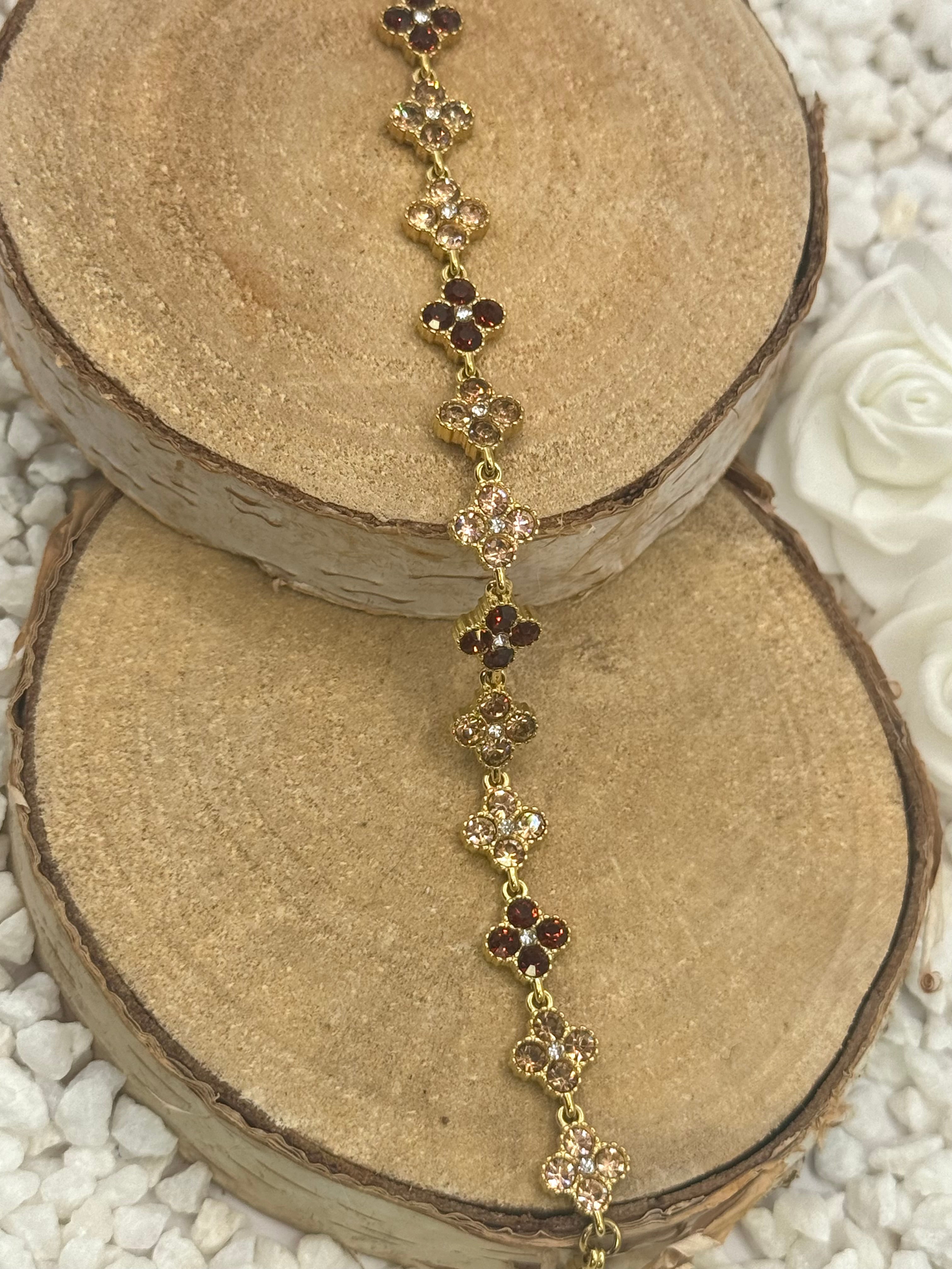 AURORE bracelet bordeaux et rose doré