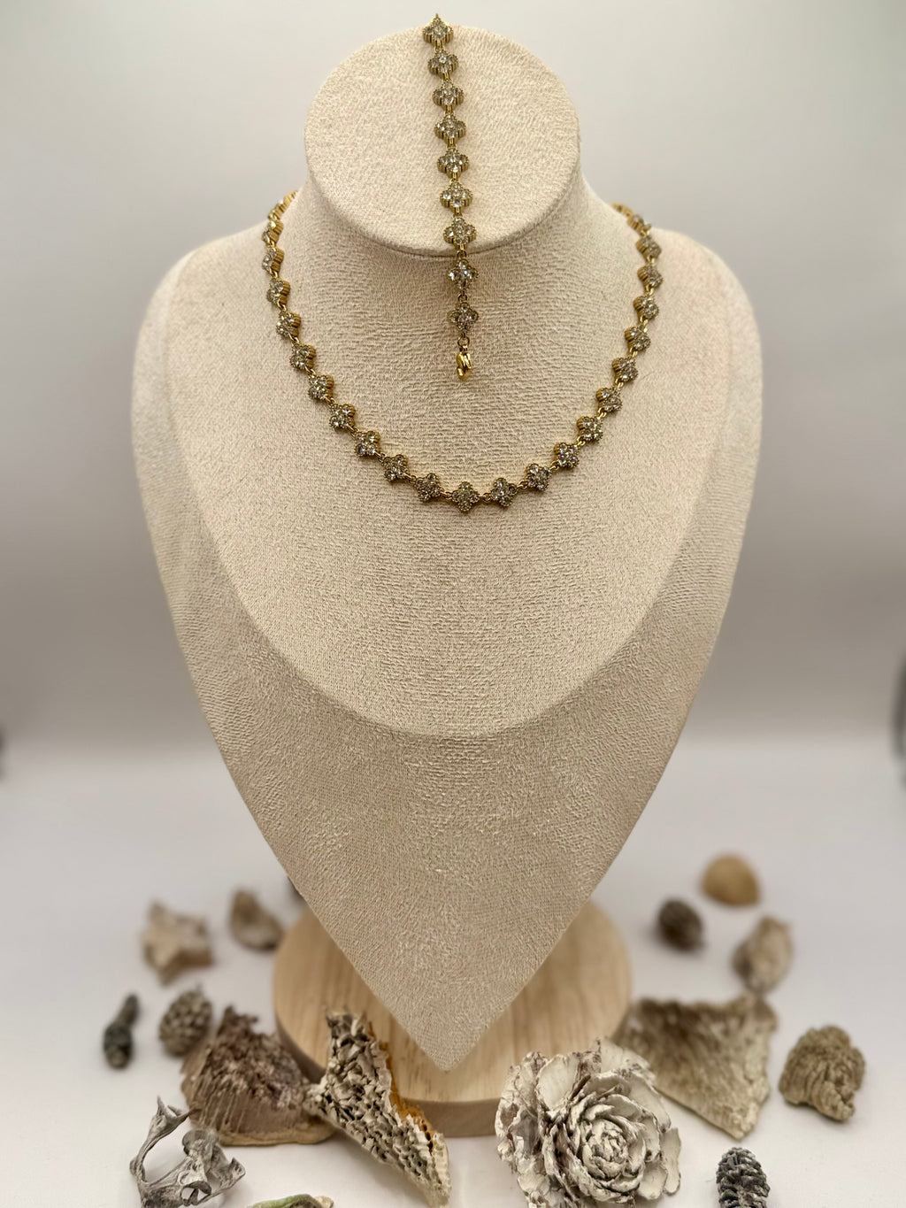 Collier + bracelet AURORE blanc