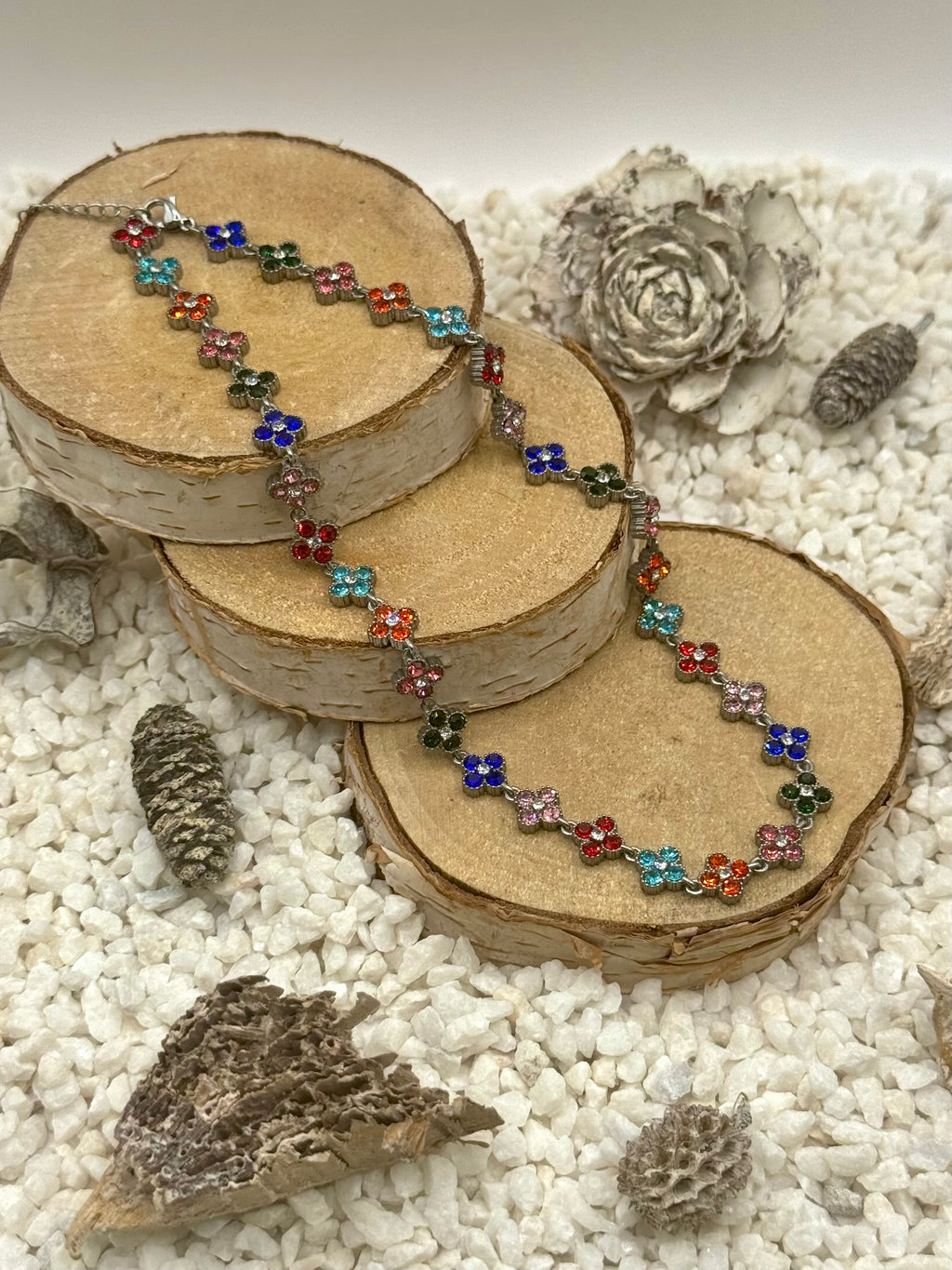 AURORE collier argenté multicolore