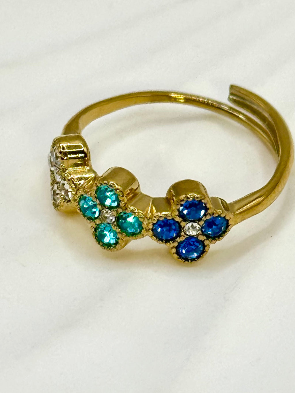 AURORE bague bleu et bleu Secreet et blanc