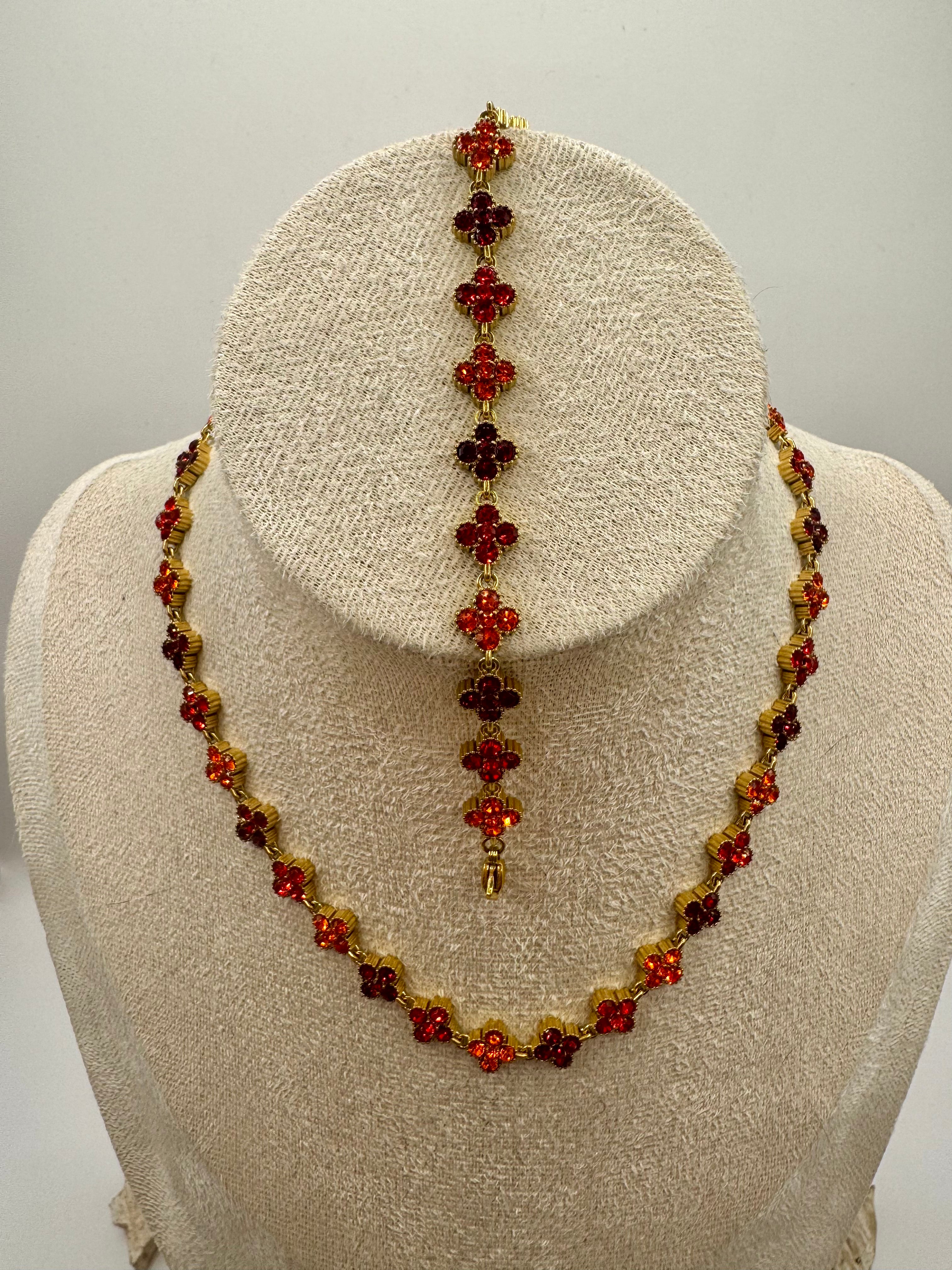 Collier + bracelet AURORE rouge